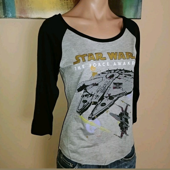 STAR WARS A FORCE AWAKENS RAGLAN GRAPHIC TEE SHIRT - Picture 2 of 2